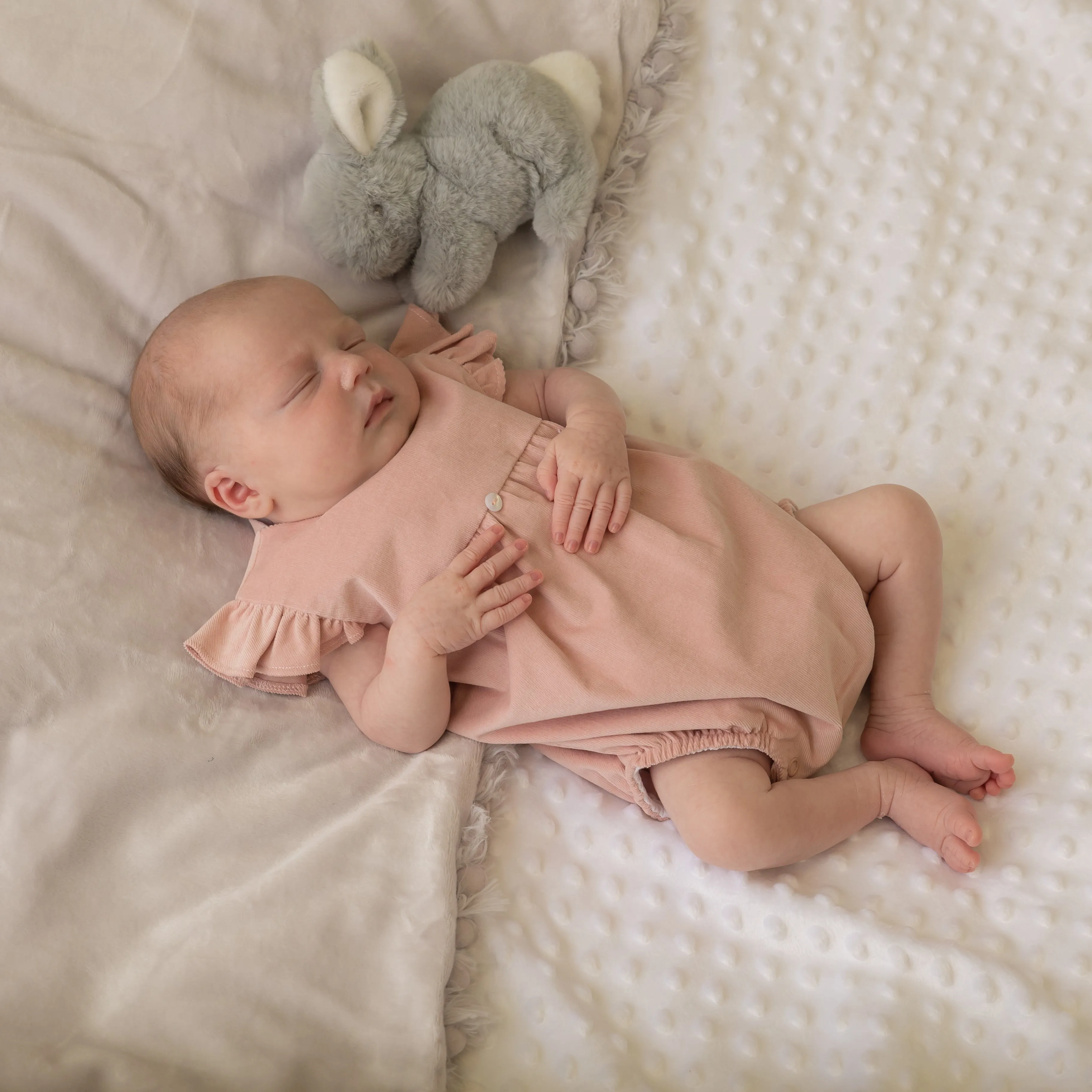 Dusky Pink Ruffled Sleeve Romper