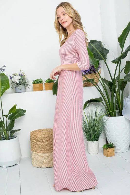 Dusty Pink Surplus Pin Stripe Maxi Dress