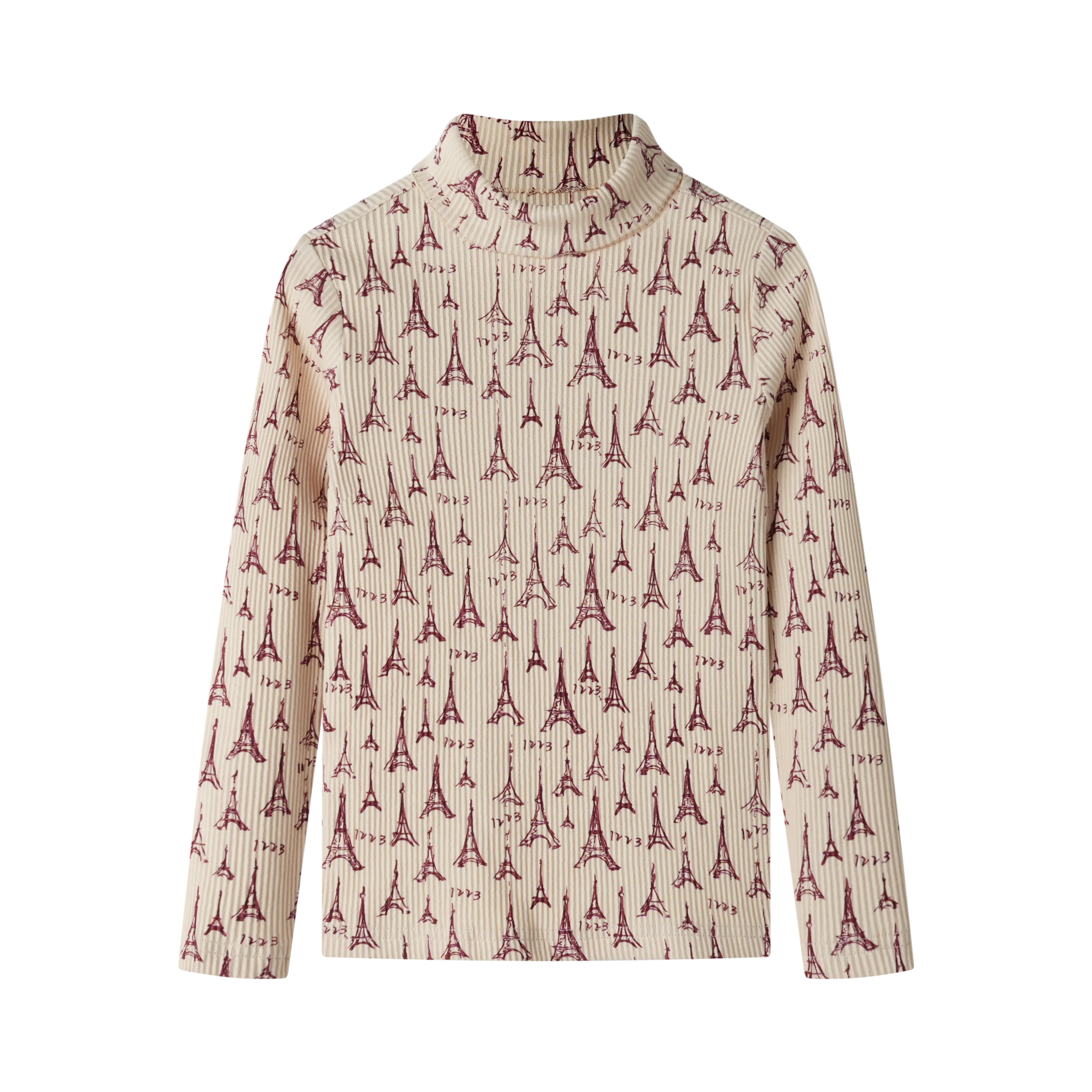 eiffel tower printed turtleneck - burgundy print