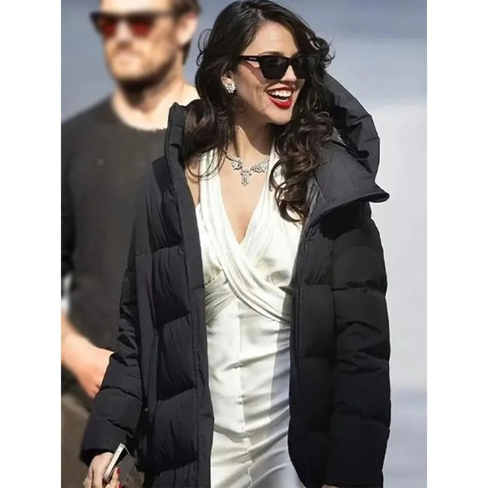 Eiza González Black Puffer Coat