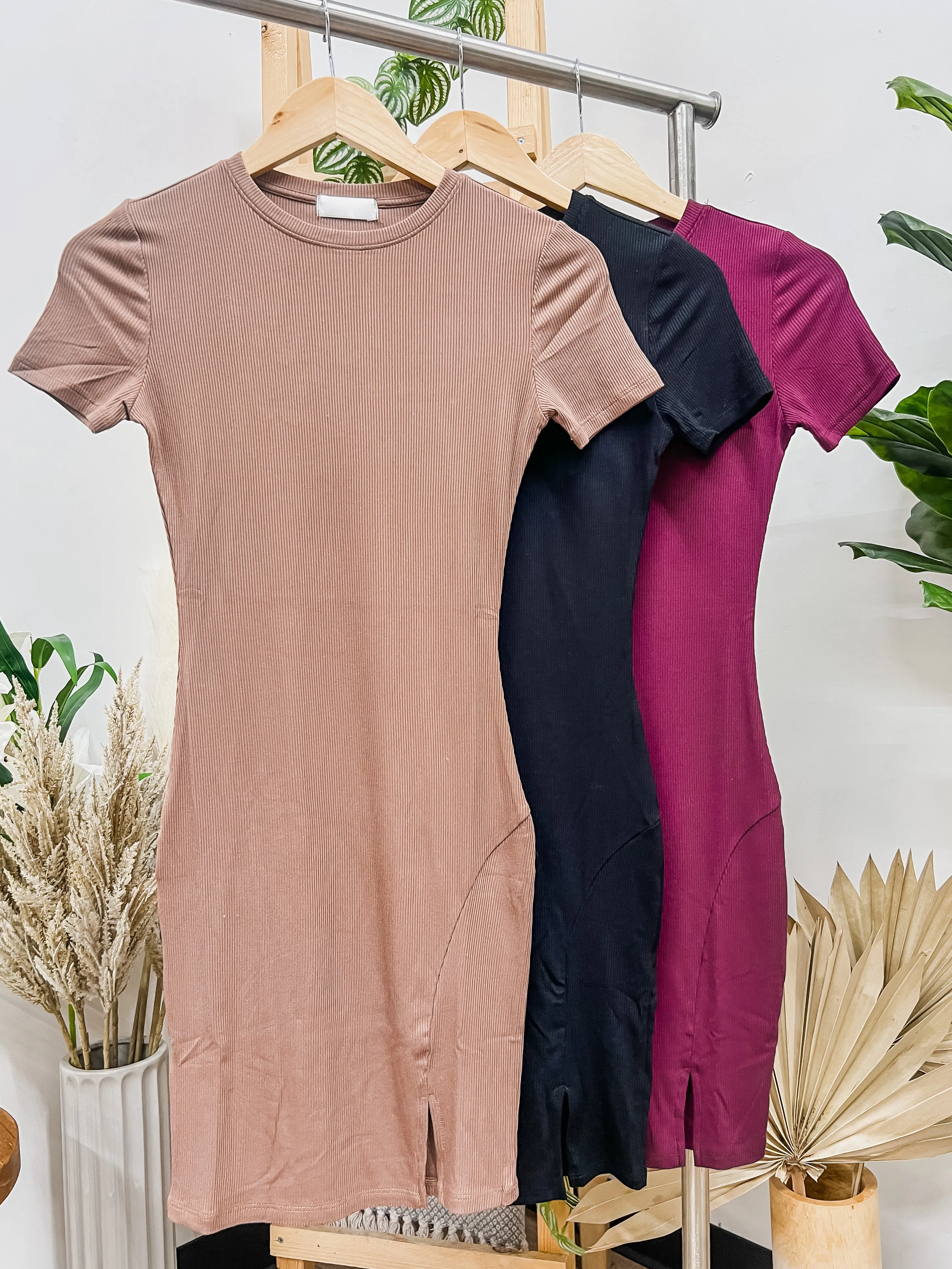 Emma Crew Neck Split Hem Dress