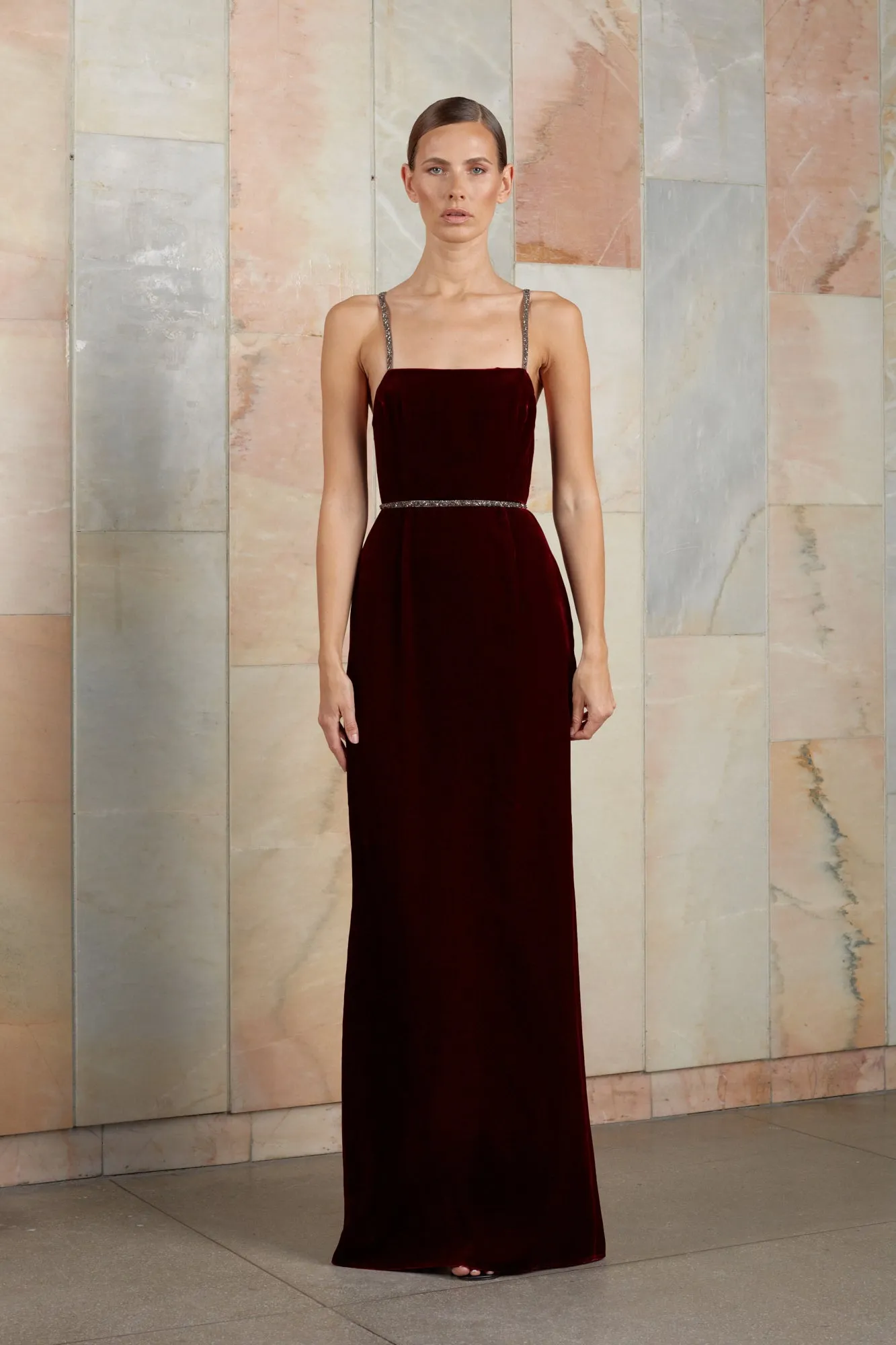 ENIGMA red wine evening maxi dress