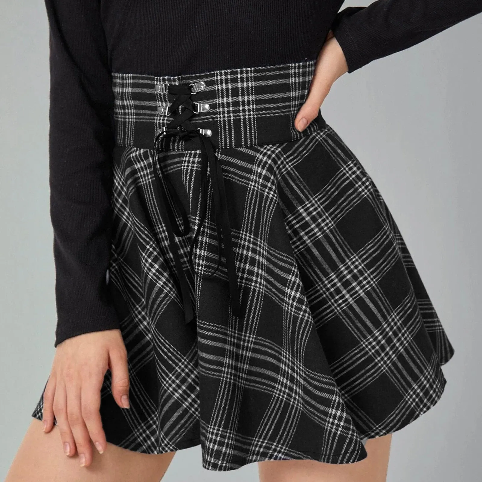 Funki Buys | Skirts | Women's Gothic Retro Punk Plaid Mini Skirt