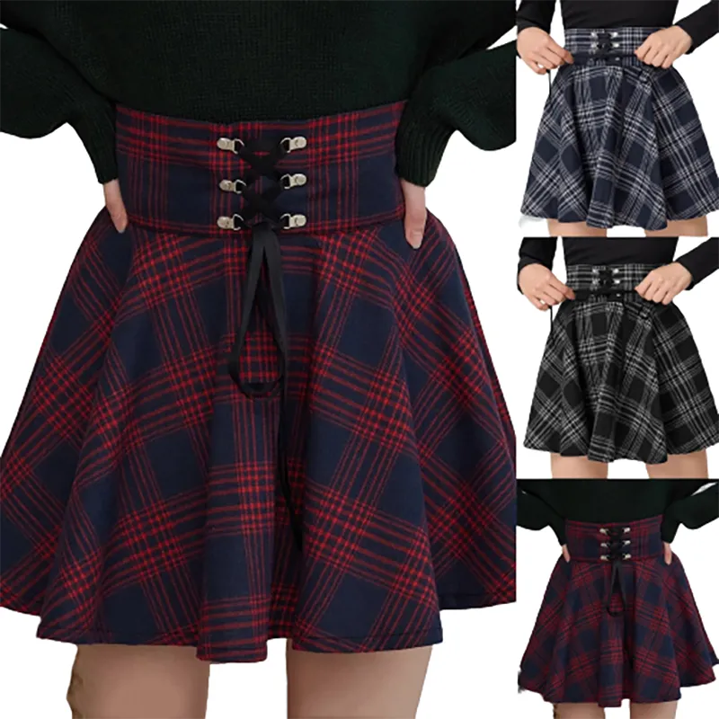 Funki Buys | Skirts | Women's Gothic Retro Punk Plaid Mini Skirt