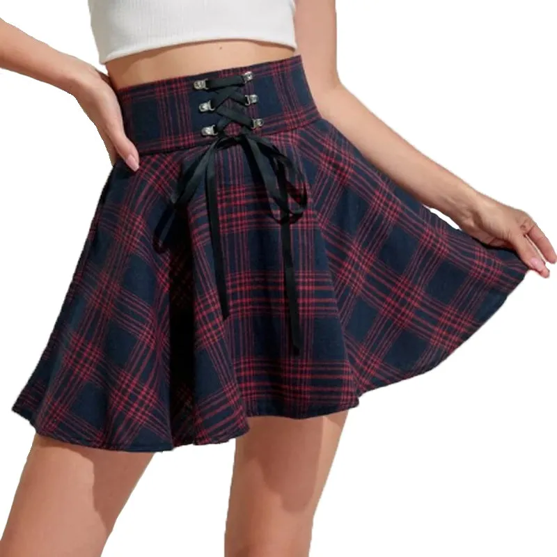 Funki Buys | Skirts | Women's Gothic Retro Punk Plaid Mini Skirt