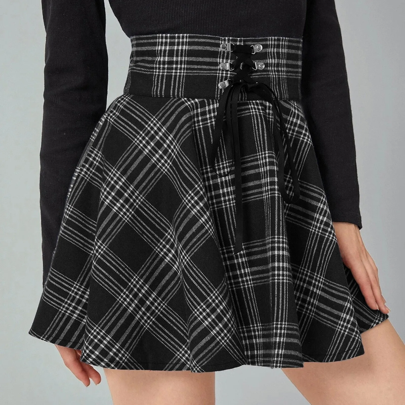 Funki Buys | Skirts | Women's Gothic Retro Punk Plaid Mini Skirt