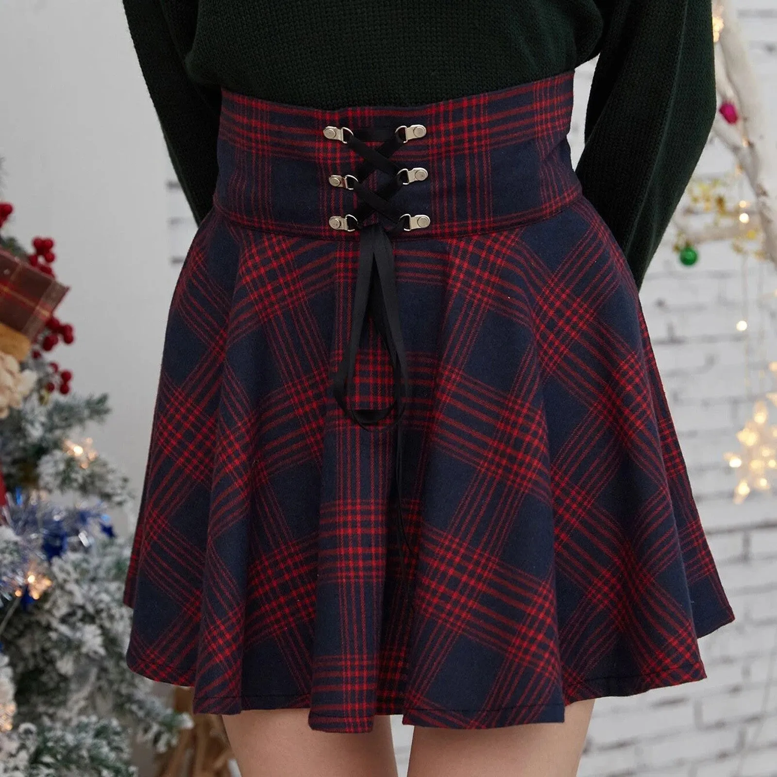 Funki Buys | Skirts | Women's Gothic Retro Punk Plaid Mini Skirt