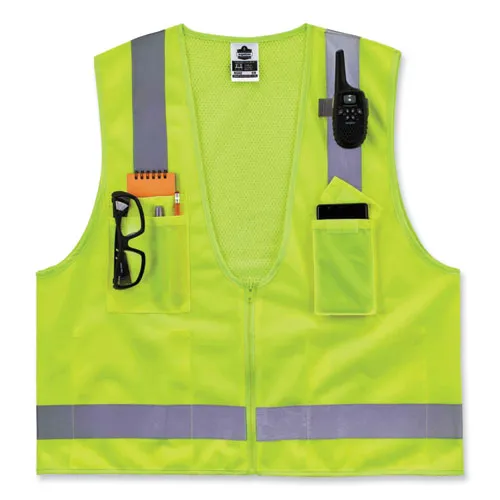 Glowear 8249z Class 2 Economy Surveyors Zipper Vest, Polyester, Large/x-large, Lime, Ships In 1-3 Business Days