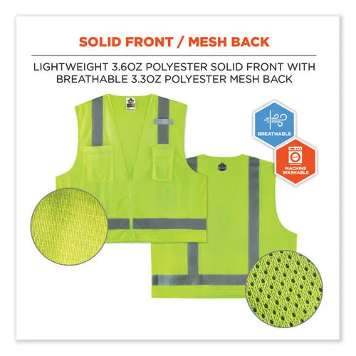 Glowear 8249z Class 2 Economy Surveyors Zipper Vest, Polyester, Large/x-large, Lime, Ships In 1-3 Business Days