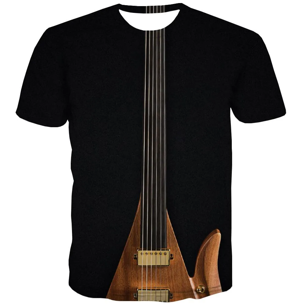 Guitar T-shirt Men Music T-shirts Graphic Wooden Tshirt Anime Metal Tshirts Cool