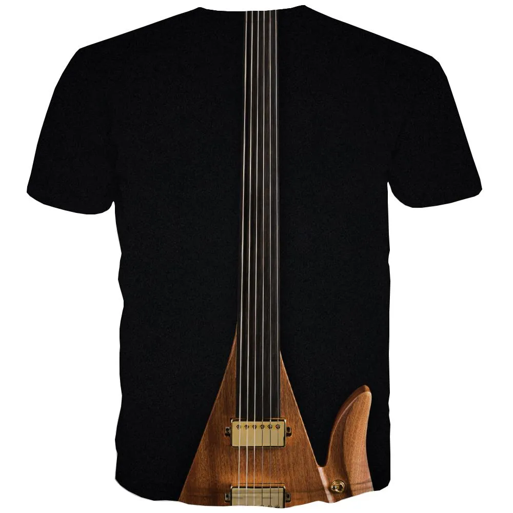 Guitar T-shirt Men Music T-shirts Graphic Wooden Tshirt Anime Metal Tshirts Cool