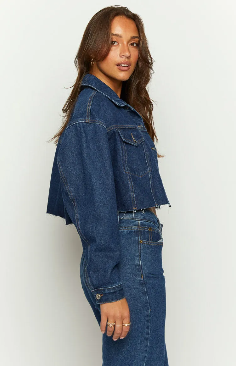 Helena Dark Wash Denim Cropped Jacket