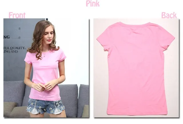 High Quality 18 Color S-3XL Plain T Shirt  for Women Cotton Elastic Basic T-shirts