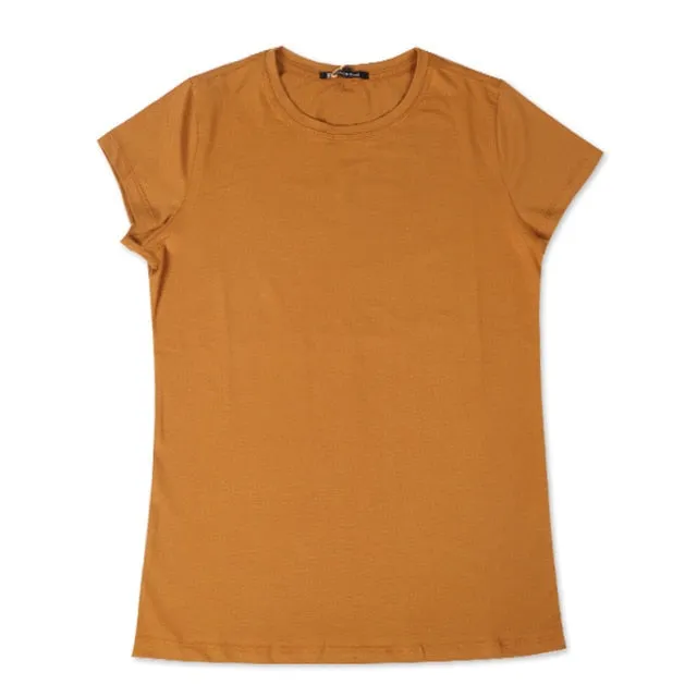 High Quality 18 Color S-3XL Plain T Shirt  for Women Cotton Elastic Basic T-shirts