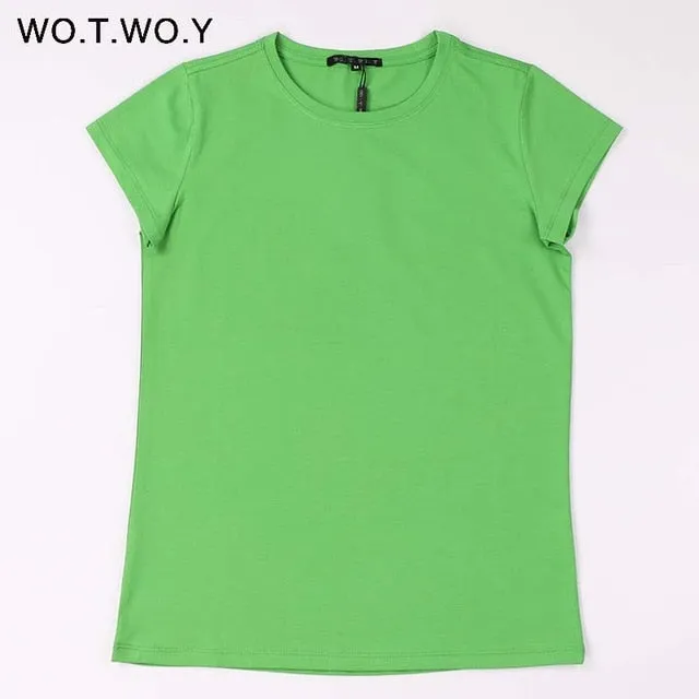 High Quality 18 Color S-3XL Plain T Shirt  for Women Cotton Elastic Basic T-shirts