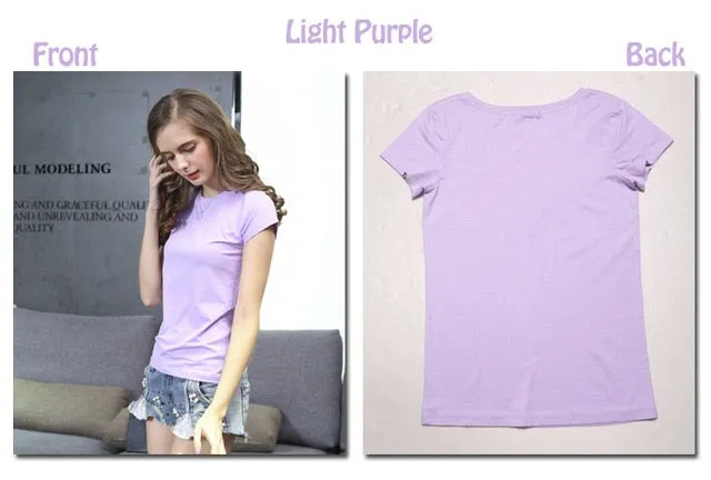 High Quality 18 Color S-3XL Plain T Shirt  for Women Cotton Elastic Basic T-shirts