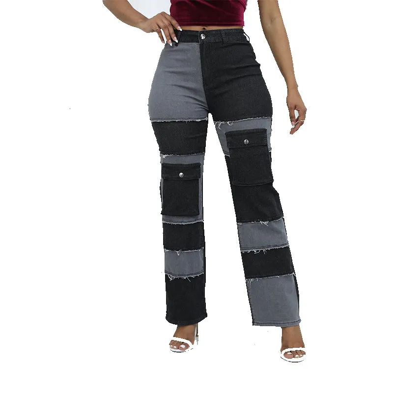 High Quality Straight Panel High Waist Jeans For Women