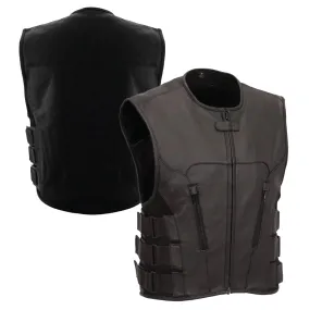 HL11645NKD NAKED Swat team style leather motorcycle vest