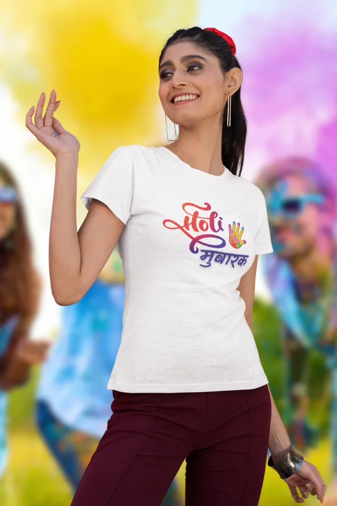 Holi Mubaarak T-shirt for women