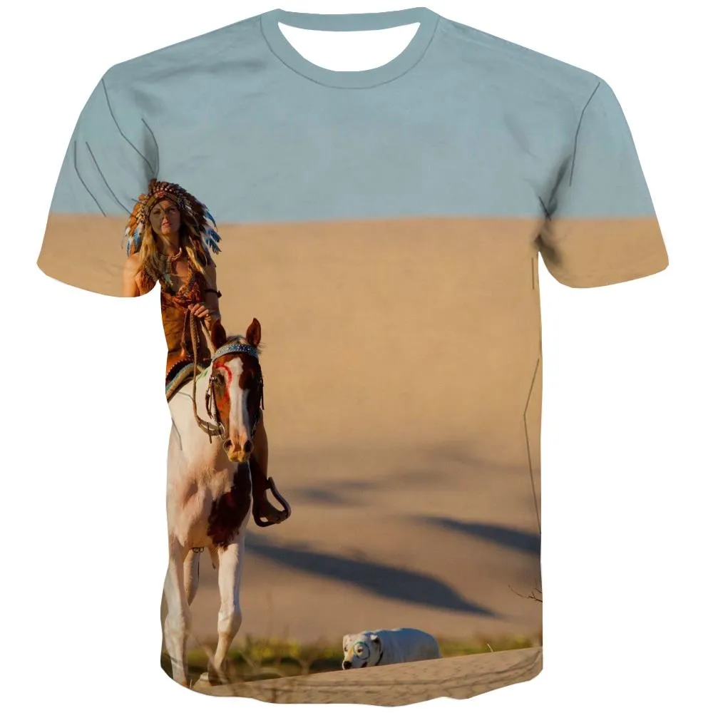 Indians T shirts Men Grassland Tshirt Printed Sunset Tshirt Anime War T-shirts 3d