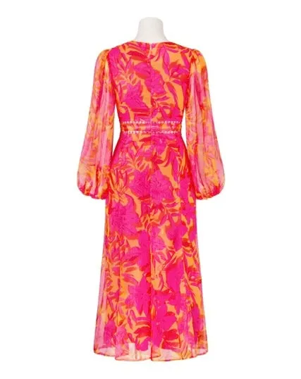 Isadora Chiffon Midi Dress - Pink Floral