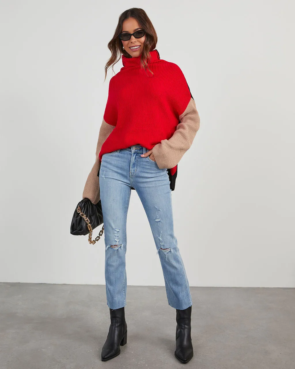 Joyous Occasion Colorblock Turtleneck Sweater