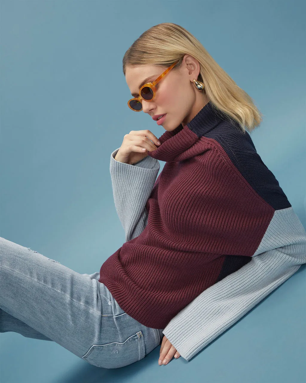 Joyous Occasion Colorblock Turtleneck Sweater