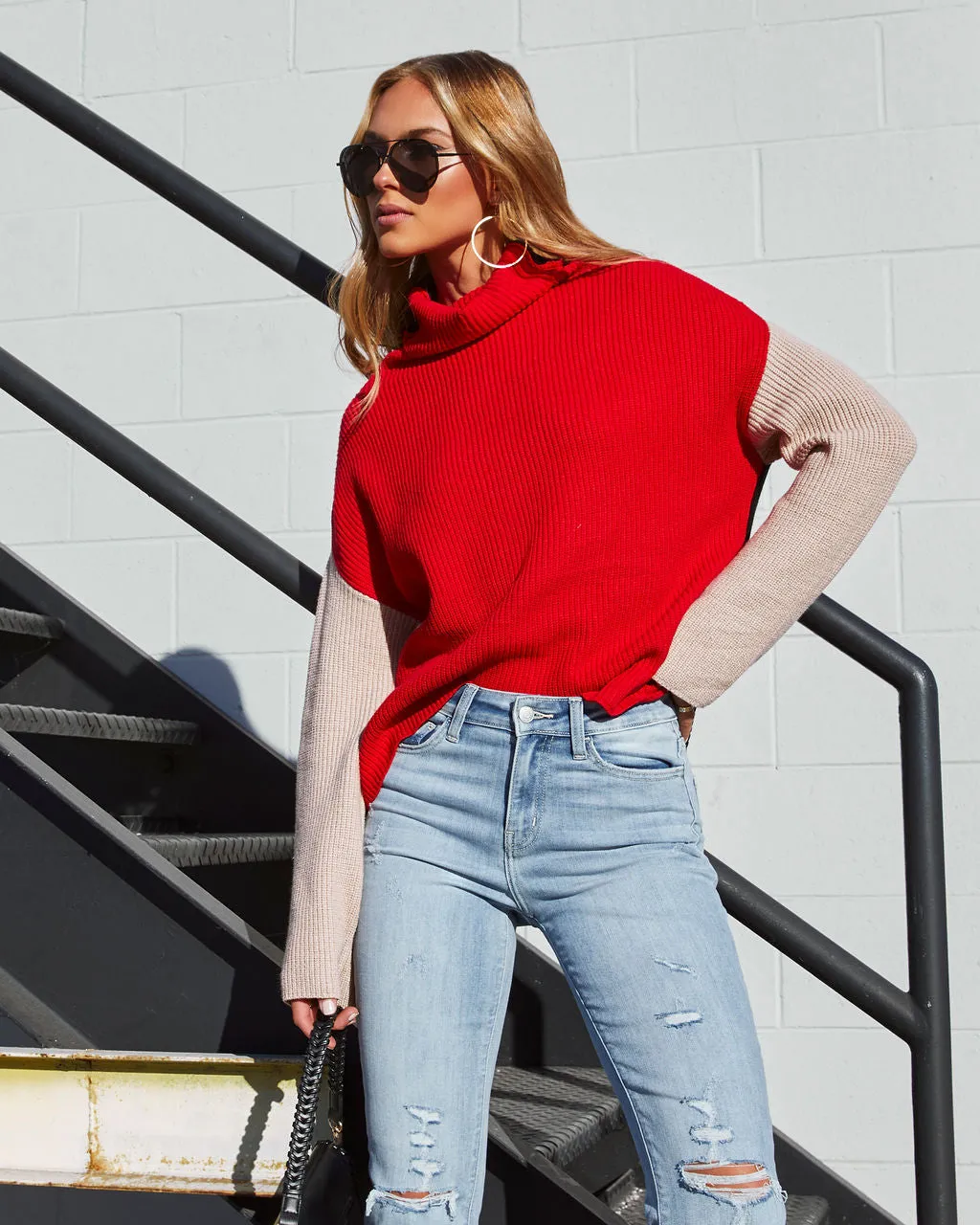 Joyous Occasion Colorblock Turtleneck Sweater