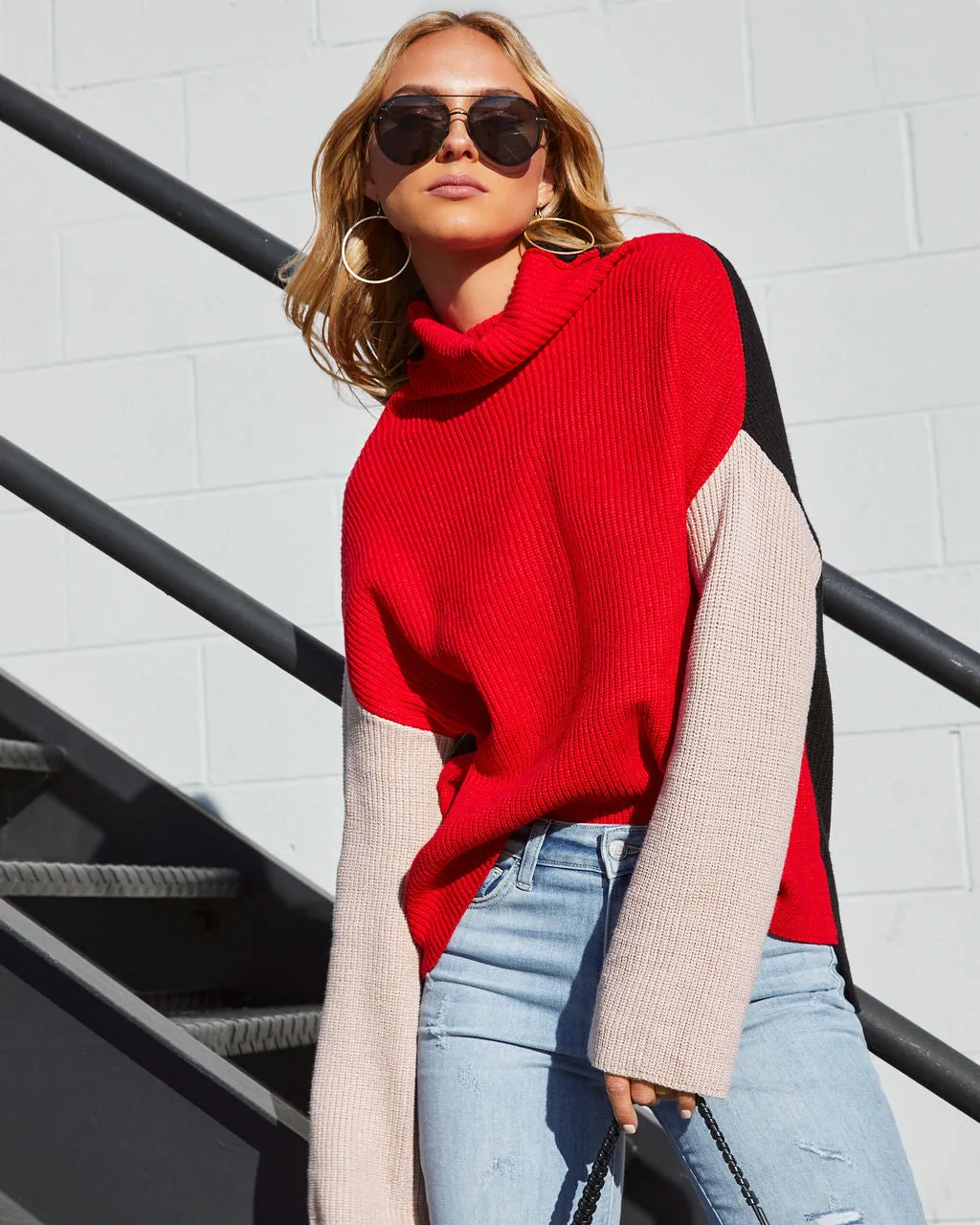 Joyous Occasion Colorblock Turtleneck Sweater