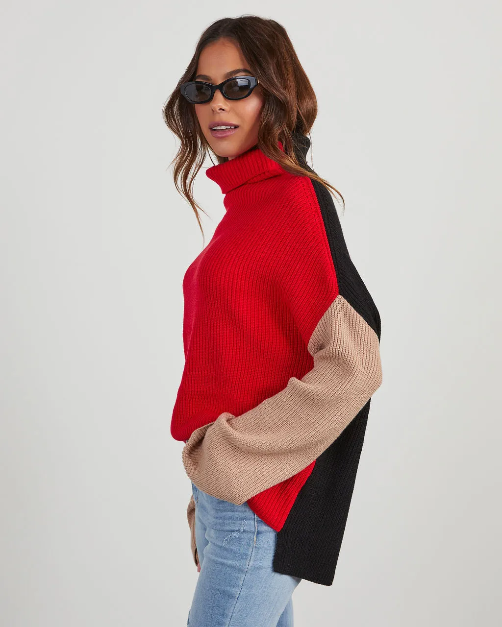 Joyous Occasion Colorblock Turtleneck Sweater