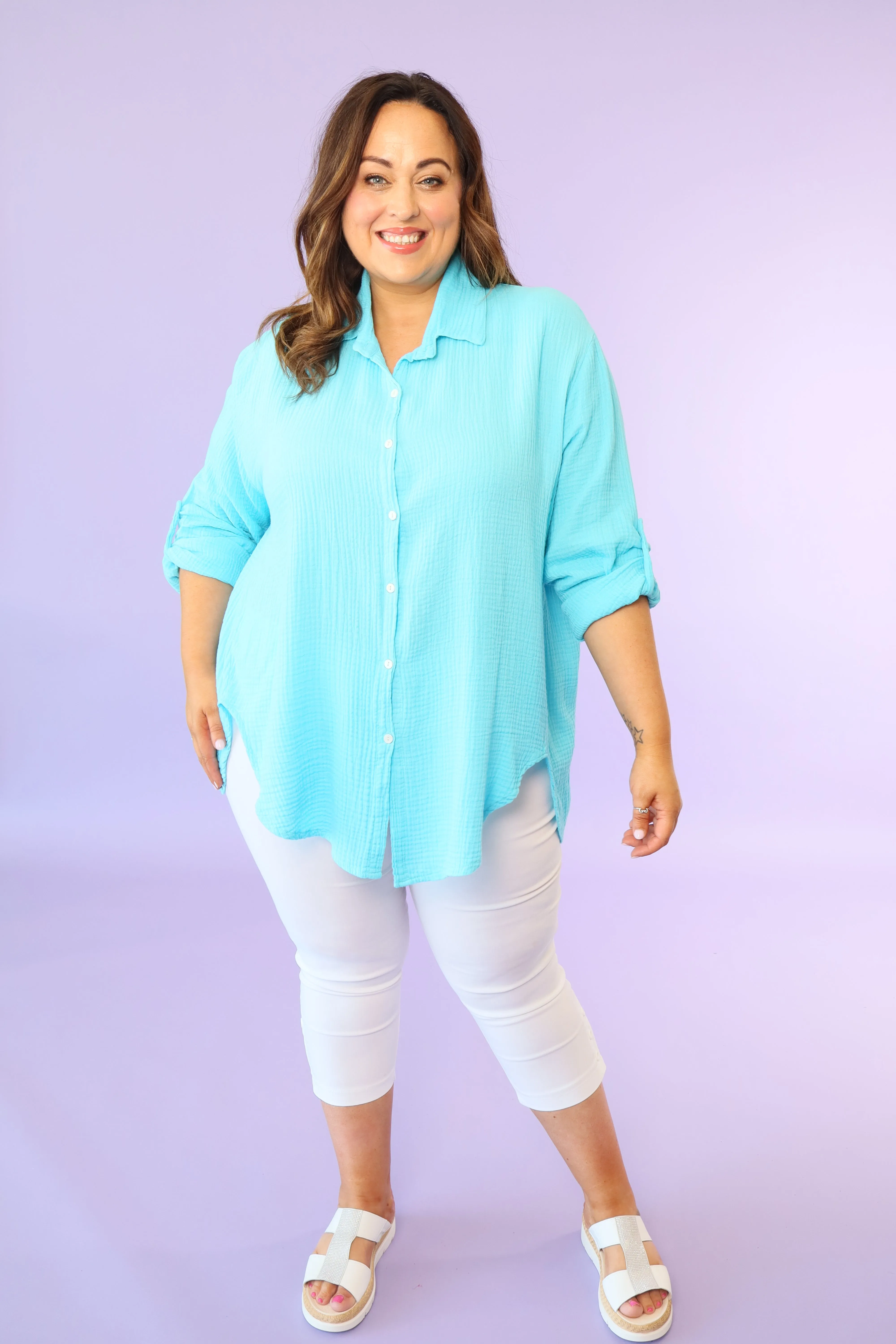 Juno Oversized Shirt in Blue