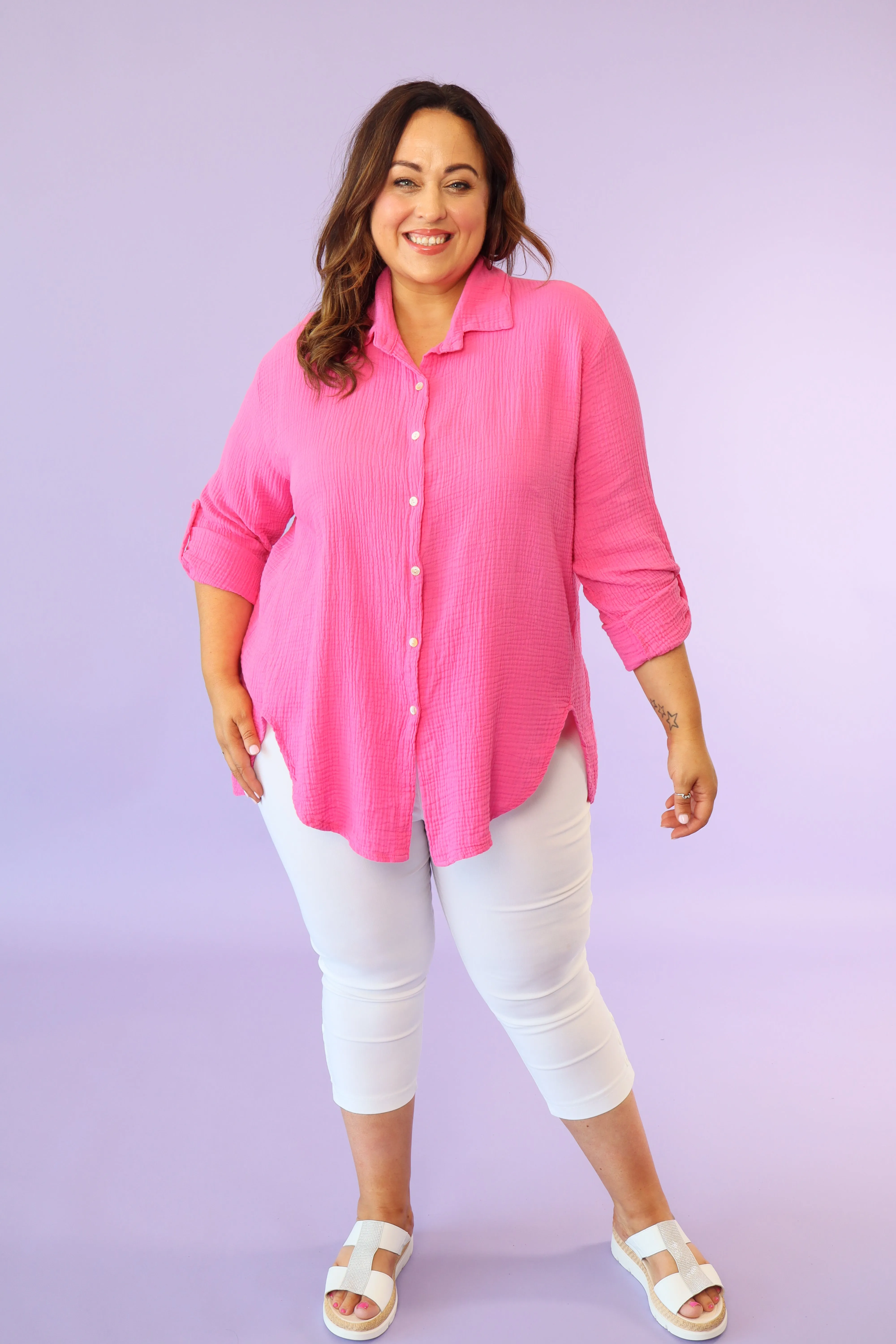 Juno Oversized Shirt in Pink