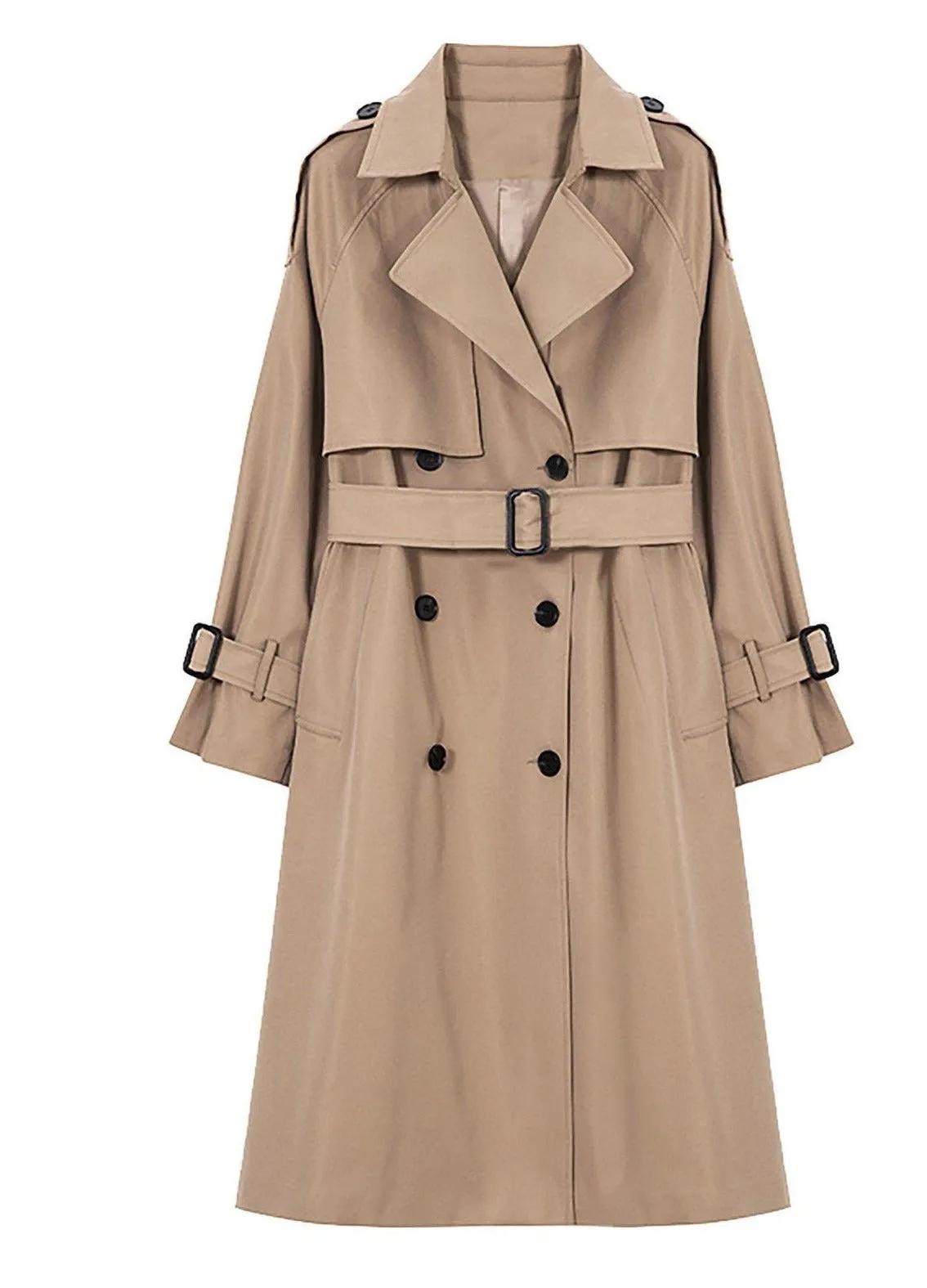 Khaki Storm Flap Double Breasted Trench Coat