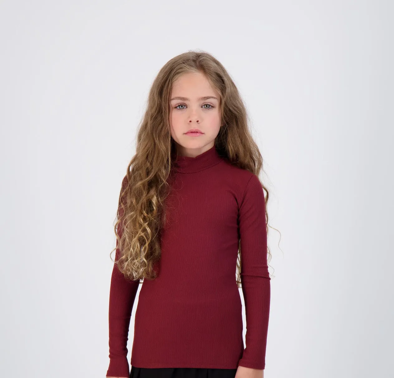 Kids Ribbed Long Sleeve Mock-neck