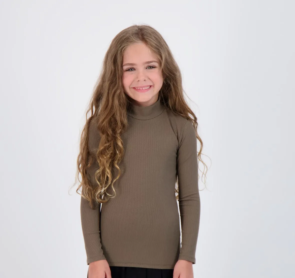 Kids Ribbed Long Sleeve Mock-neck