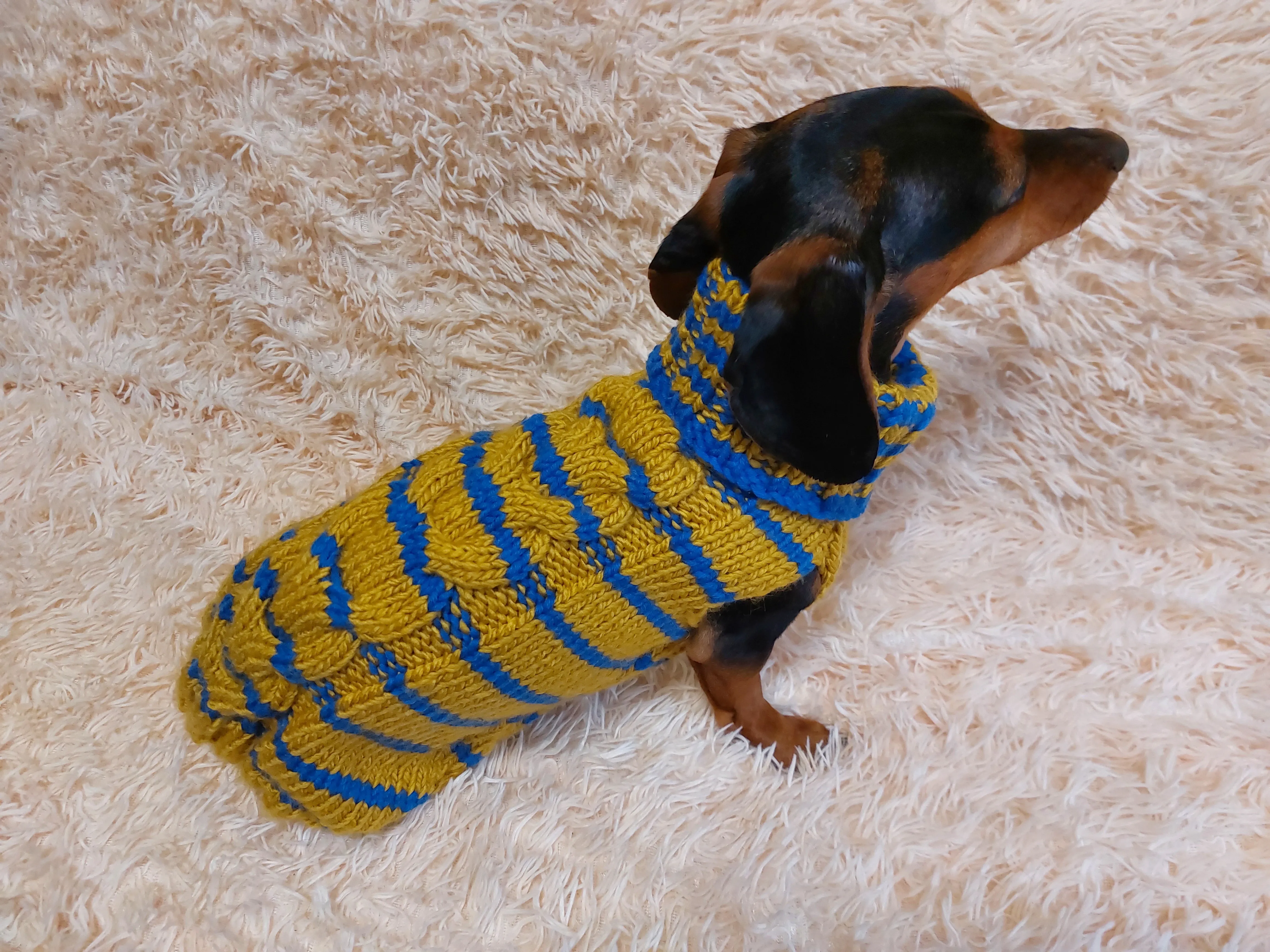 Knitted striped dog sweater, dog clothes knitted wool handmade sweater, striped dog jumper