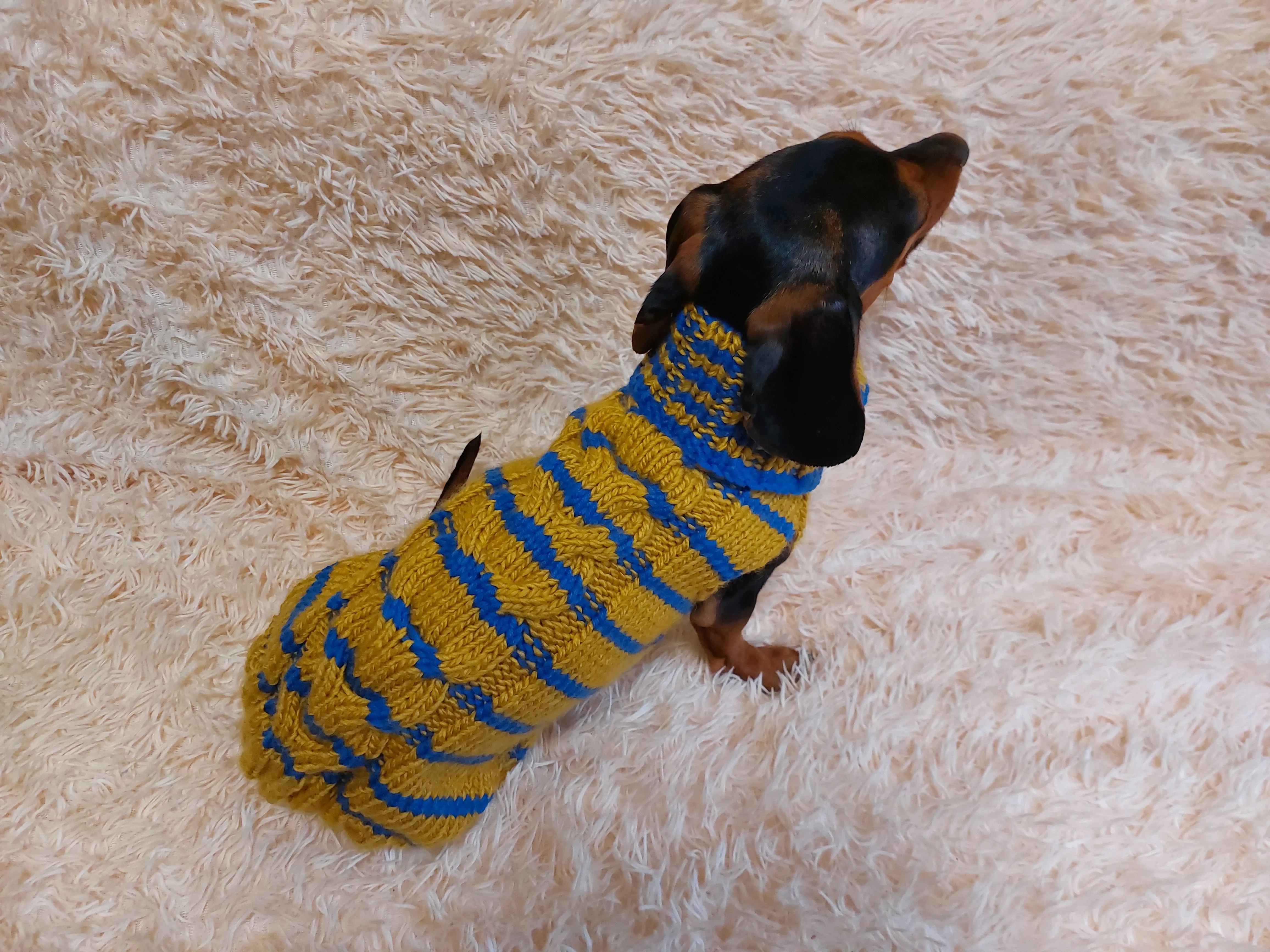 Knitted striped dog sweater, dog clothes knitted wool handmade sweater, striped dog jumper