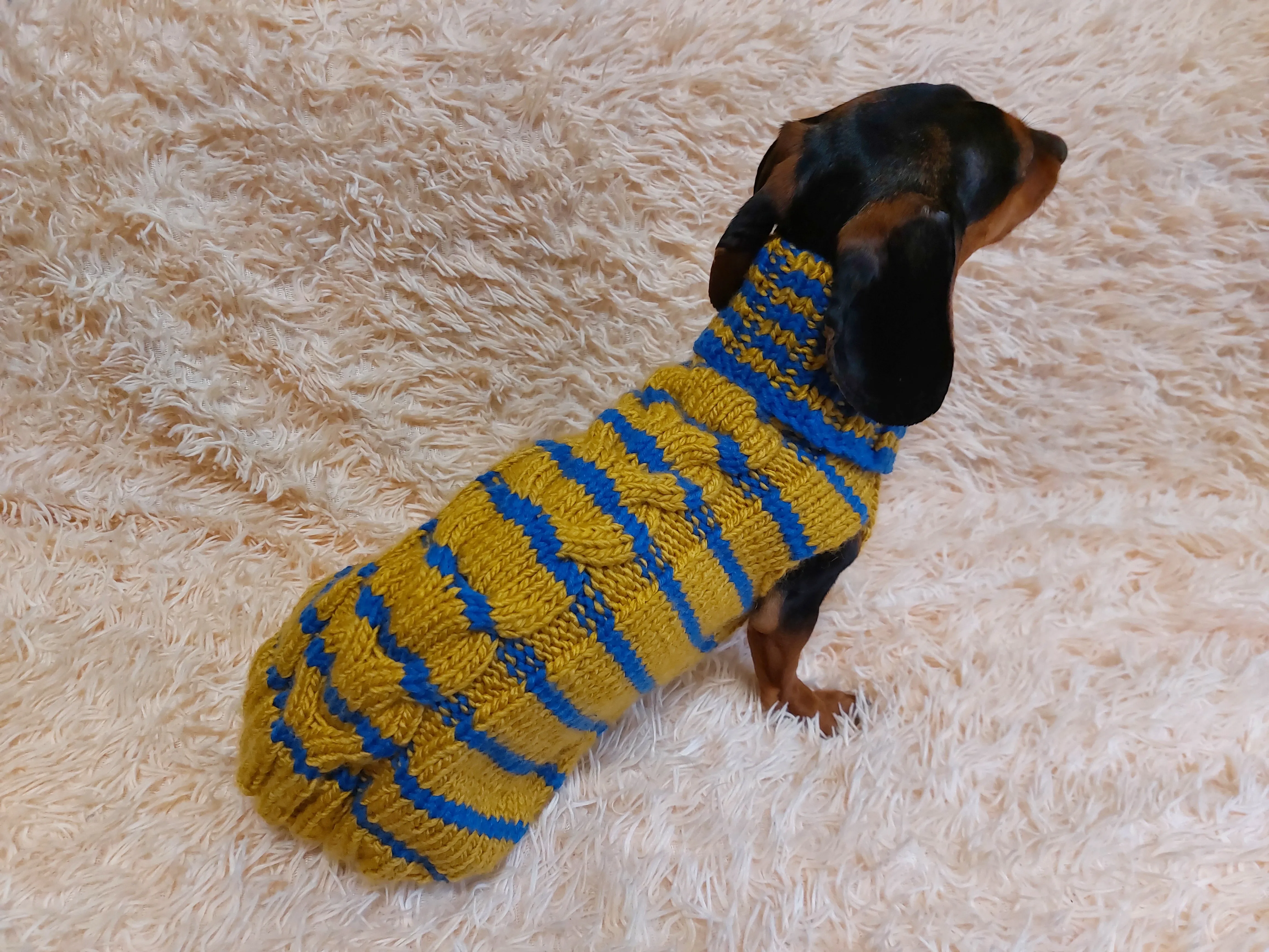 Knitted striped dog sweater, dog clothes knitted wool handmade sweater, striped dog jumper