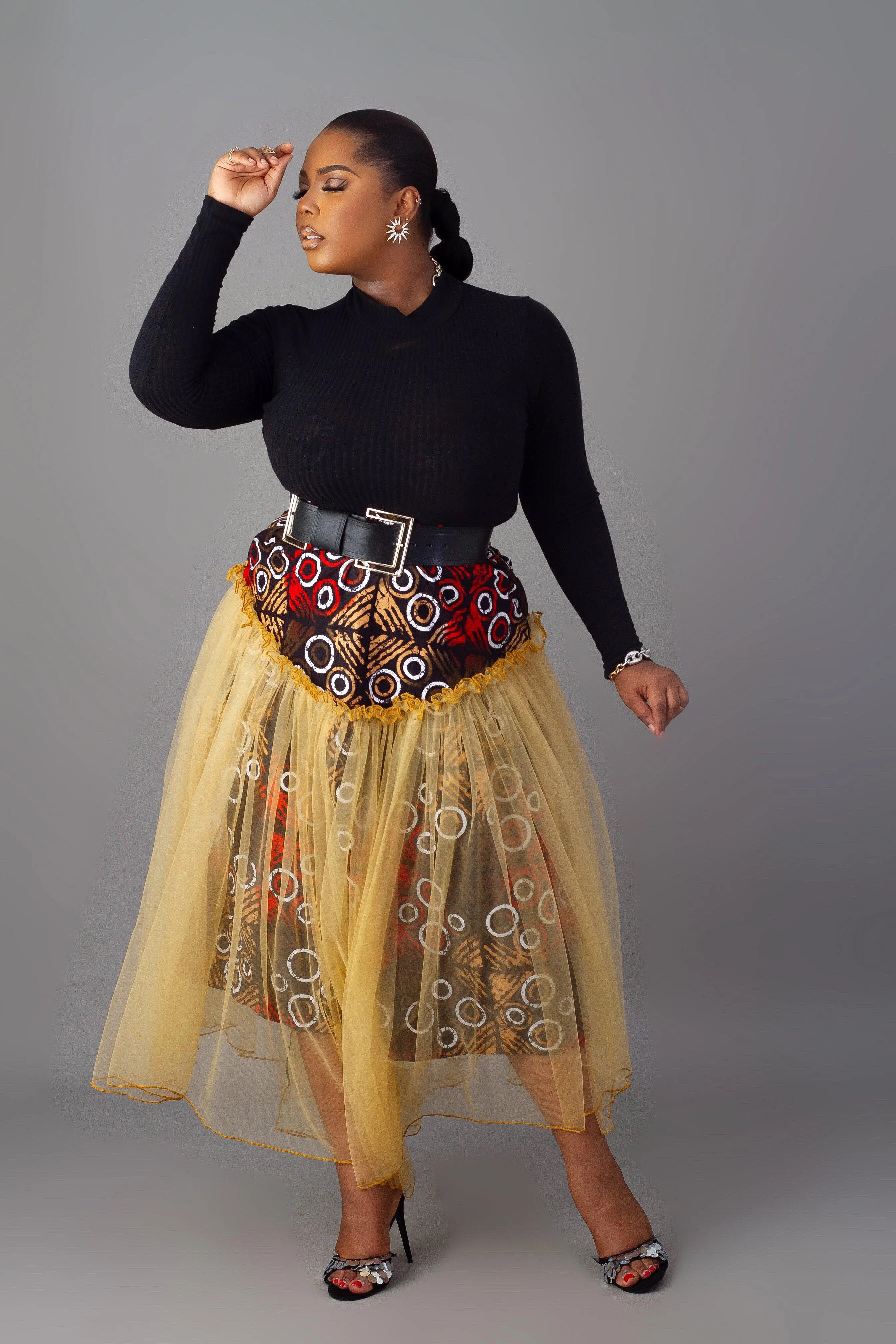 Kunbi African Print Midi Skirt