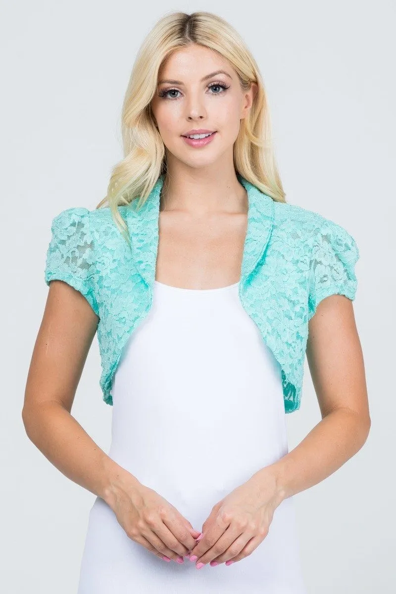 La Scala 10523 Short Sleeve Lace Shrug