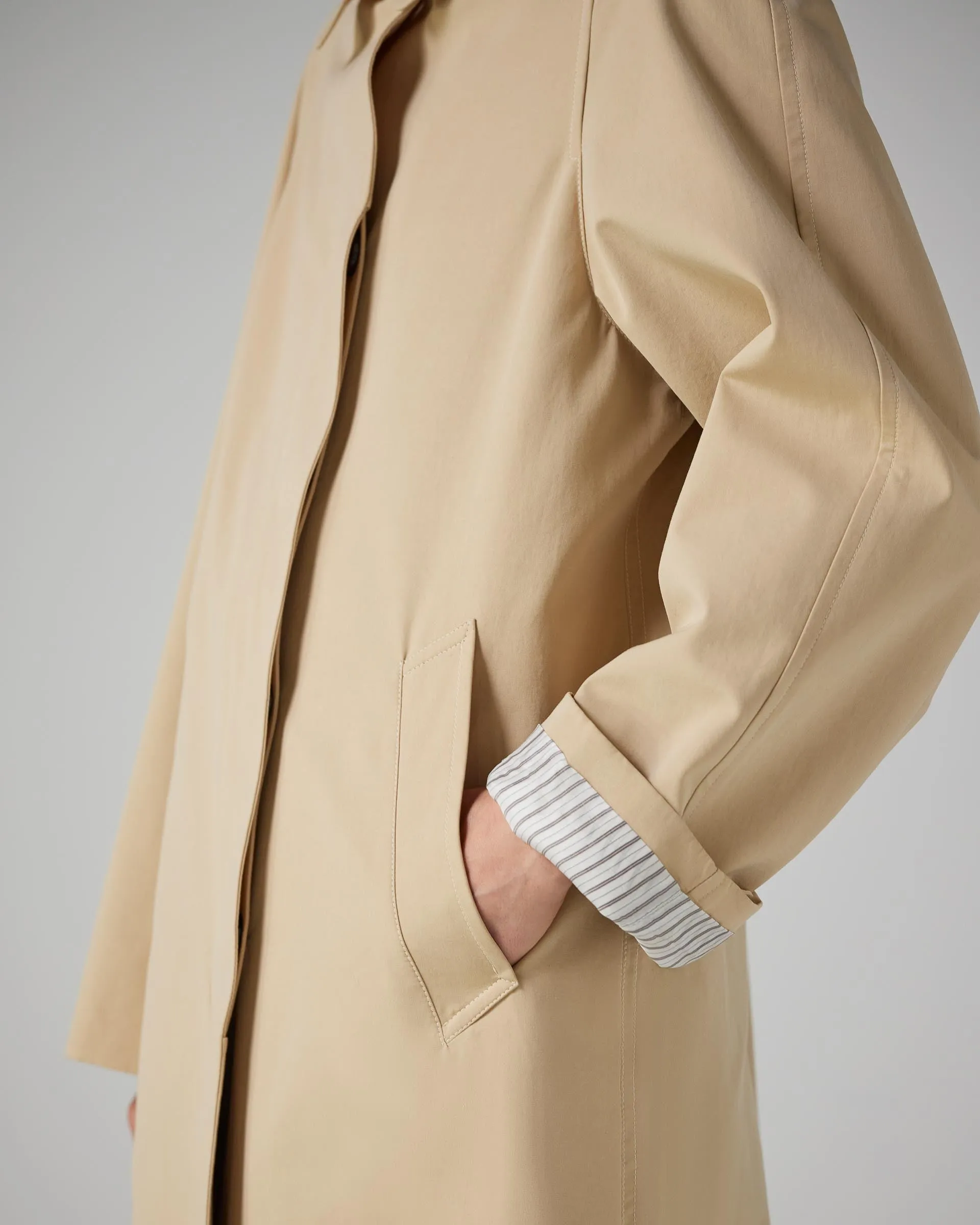 Laura Coat in Washed Cotton, Beige