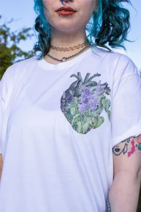 Lavender Heart White Pocket Tee