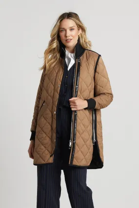 Libby Quilted Full Zip Coat - Toffee