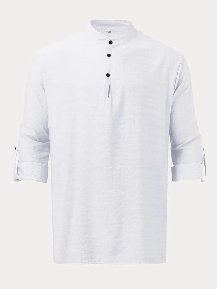 Linen Henry Long-sleeved Beach Shirt