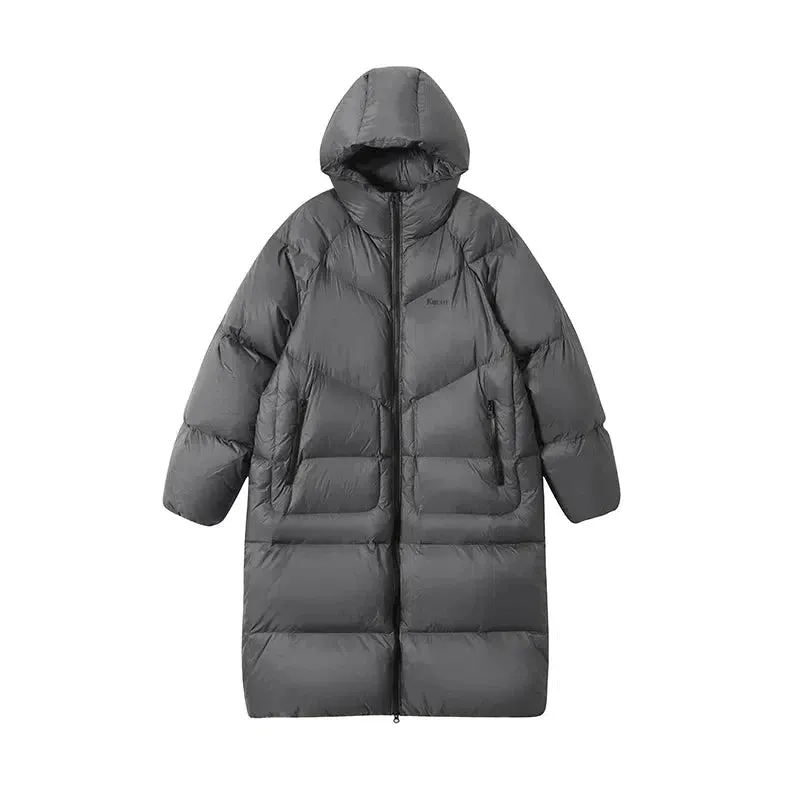 Long Hooded Puffer Coat With Quilted Detail