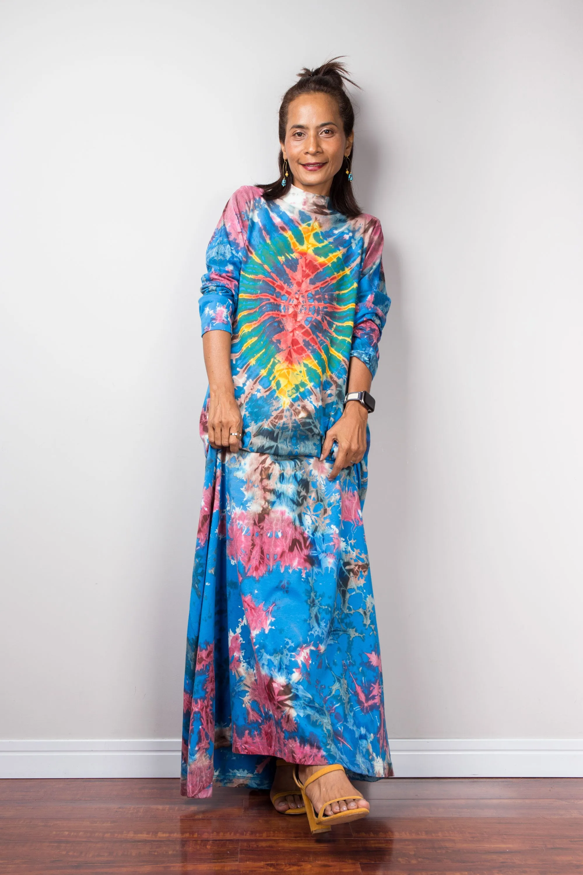 Long Sleeve Tie dye Maxi Dress