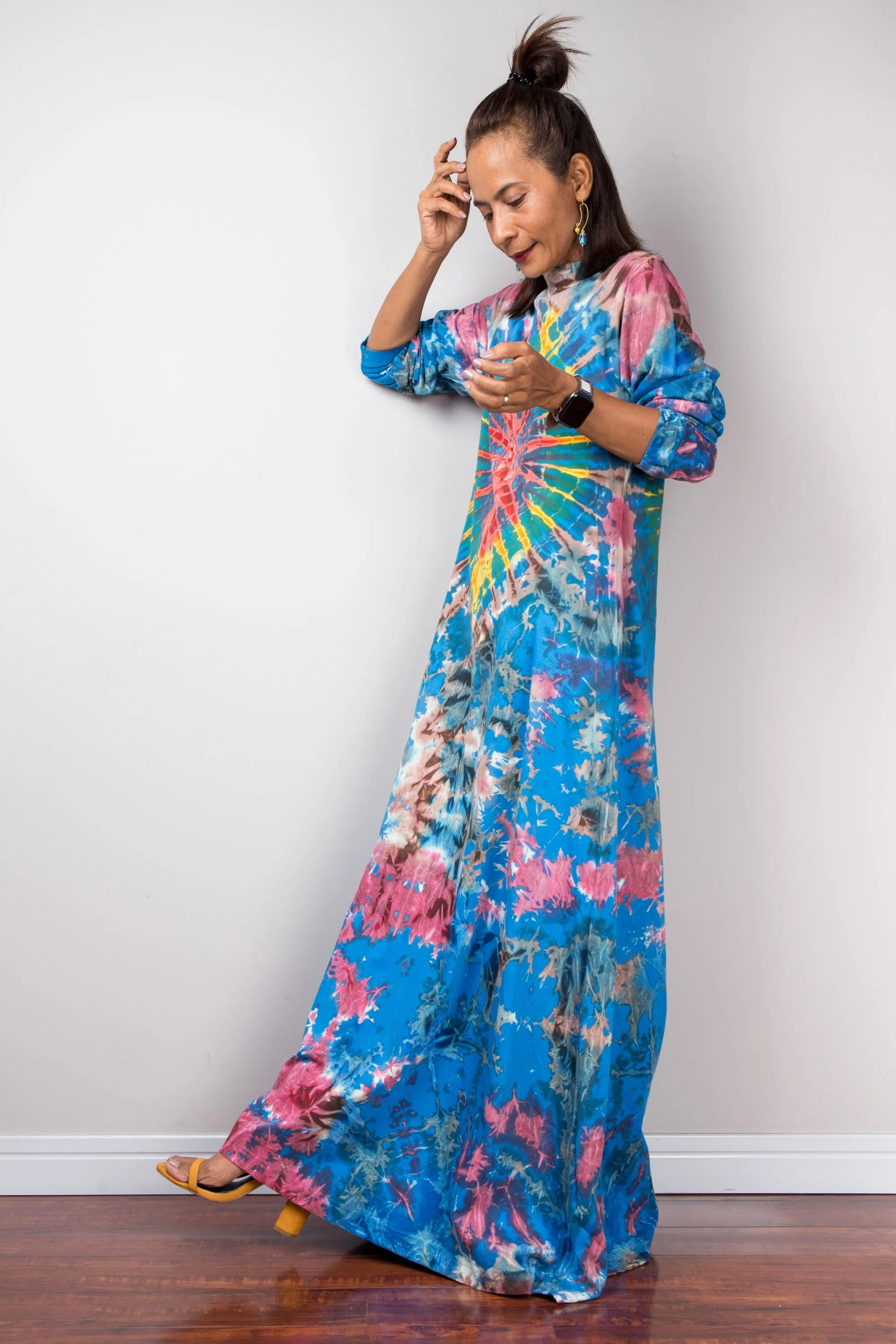 Long Sleeve Tie dye Maxi Dress