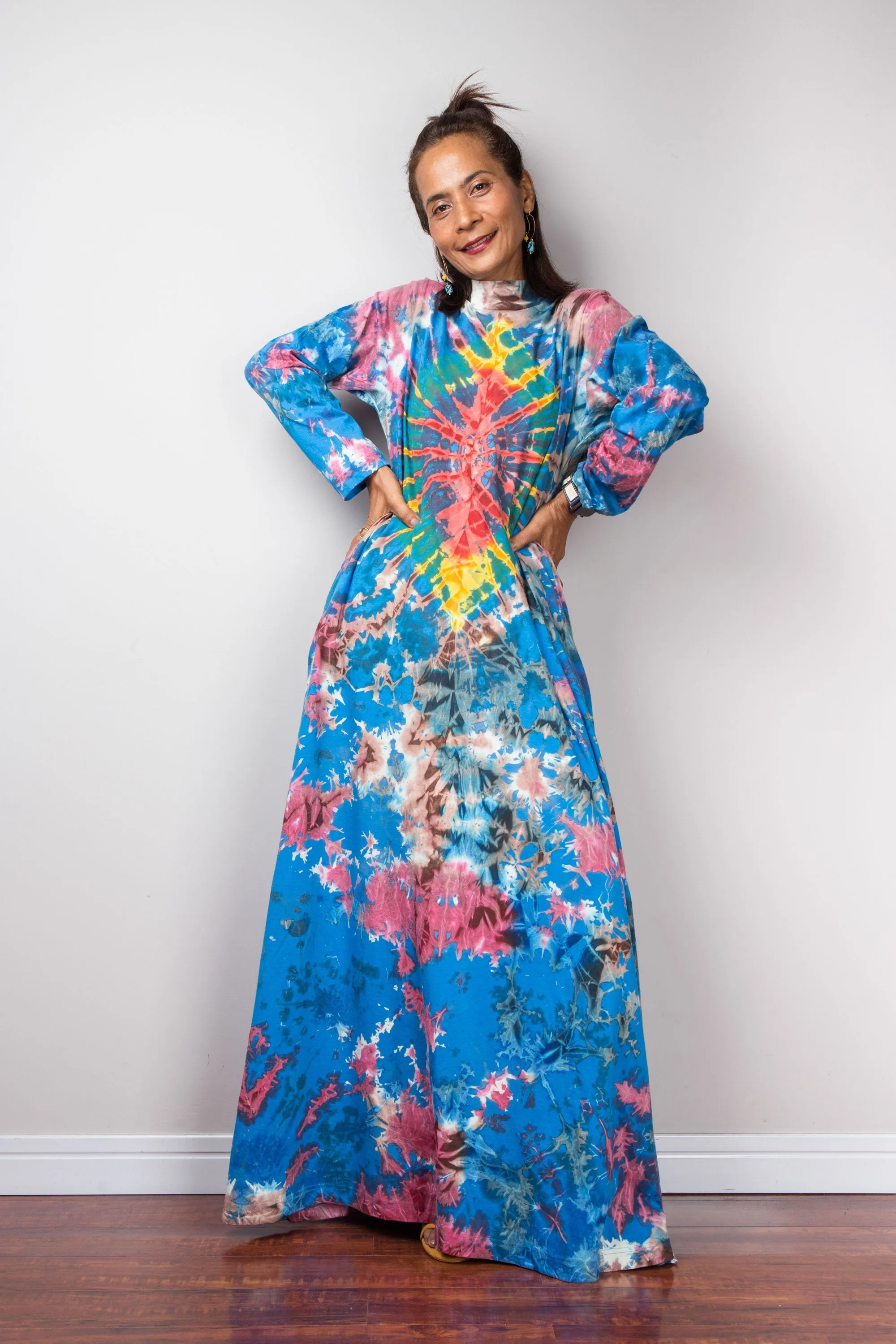 Long Sleeve Tie dye Maxi Dress