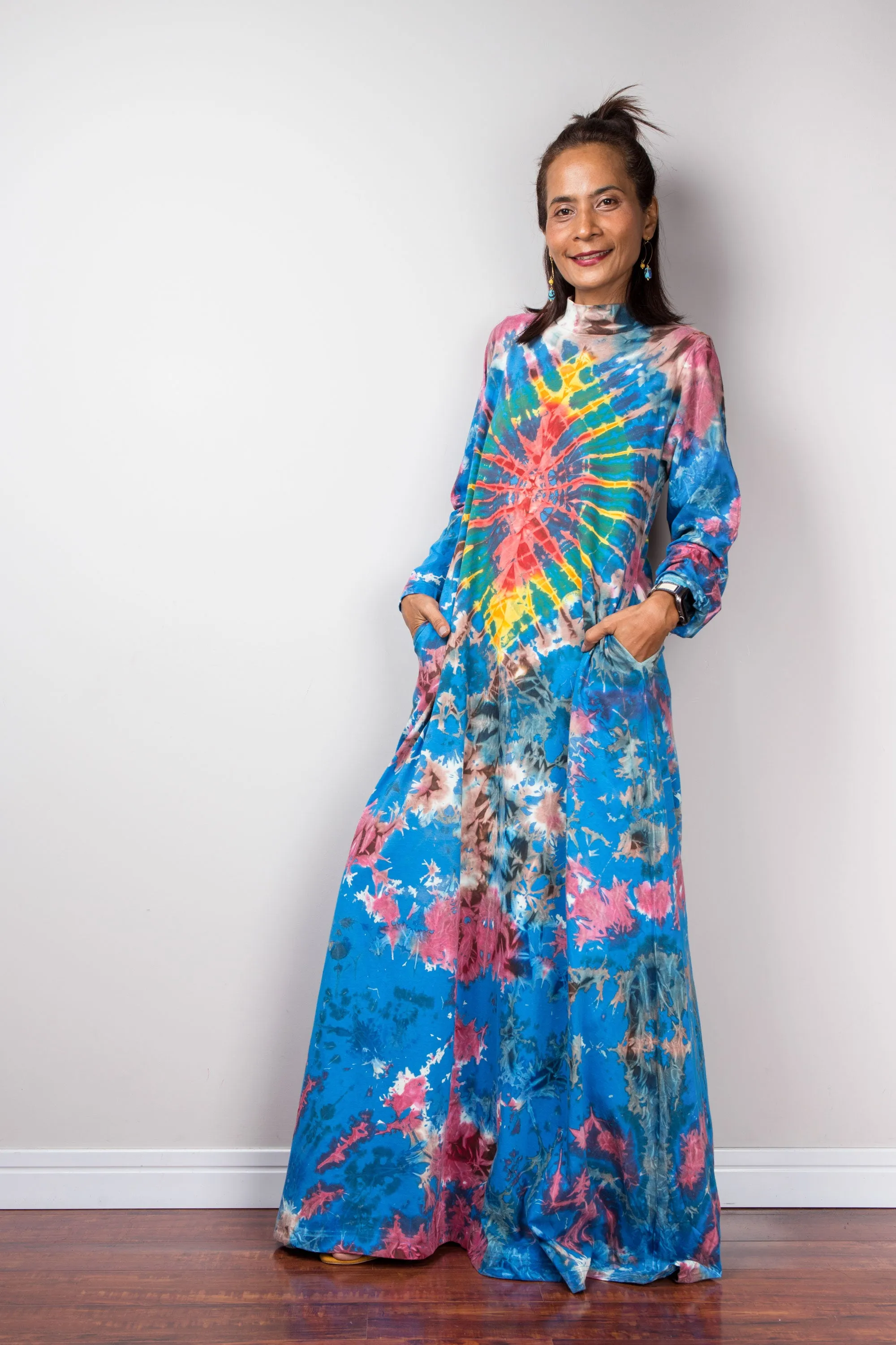 Long Sleeve Tie dye Maxi Dress