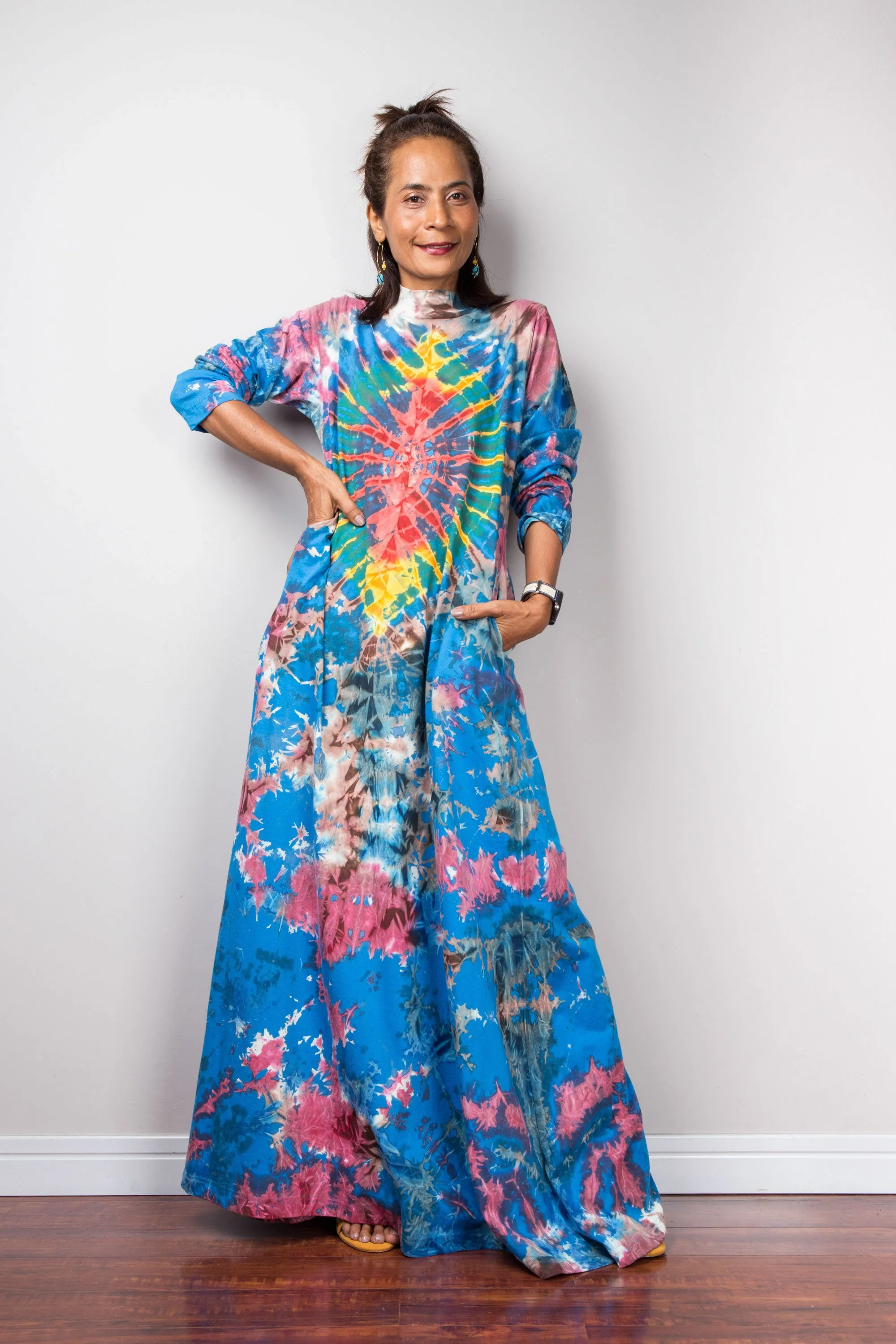 Long Sleeve Tie dye Maxi Dress